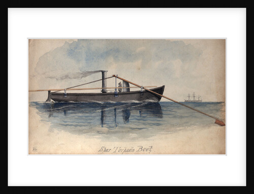 Spar torpedo boat in a calm sea by H. W.