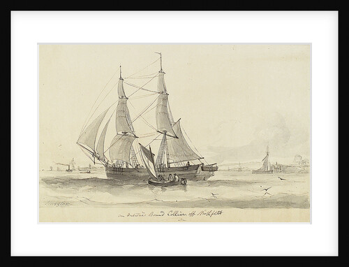 View of an outward bound collier off Northfleet and small single sail vessel by William John Huggins