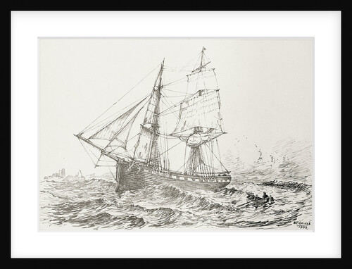 An old Tyne (Geordie) Collier brig taking her pilot off the mouth of the Tyne, 1840-1860 by W.C. Grimes