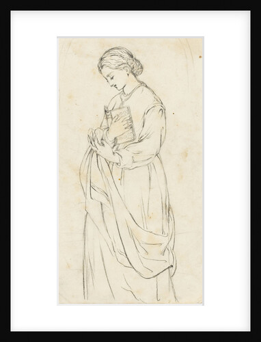 Sketch of a demure woman with a book by Matilda Rose Herschel