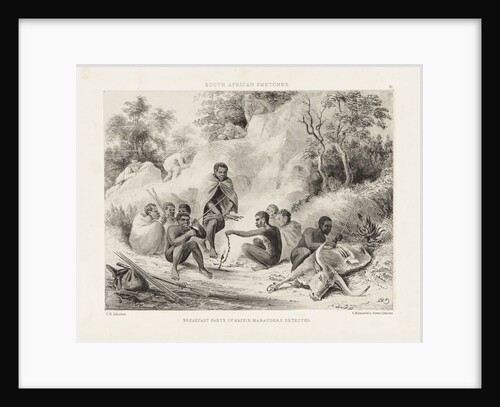 South African Sketches. Plate III. Breakfast Party of Kaffir Marauders detected by Charles Joseph Hullmandel