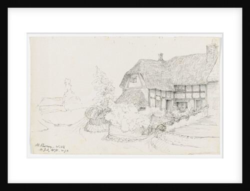 Sketch of a thatched house 'At Pewsey, Wilts, 10 July 1878' by William James Herschel
