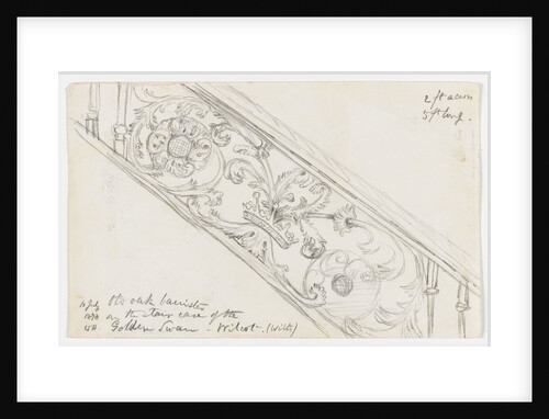 Old oak bannister on the staircase of the Golden Swan, Wilcot. (Wilts) 10 July 1878 by William James Herschel