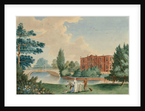 View of Merton House showing Lady Hamilton and Horatia in the grounds by unknown