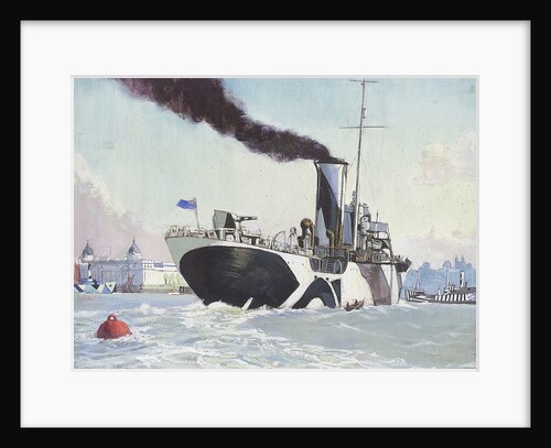 Royal Naval auxillary oil tanker off Greenwich, 1914-1918 by John Everett