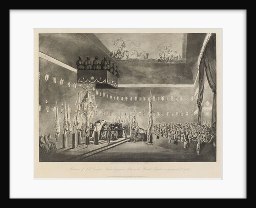 Remains of Lord Viscount Nelson laying in state in the Painted Chamber at Greenwich Hospital by Augustus Charles Pugin