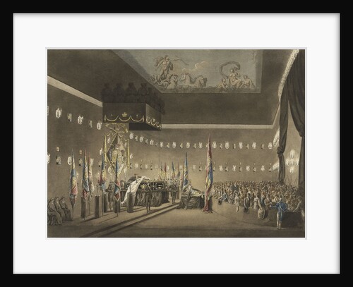 Remains of Lord Viscount Nelson laying in state in the Painted Chamber at Greenwich Hospital by Augustus Charles Pugin