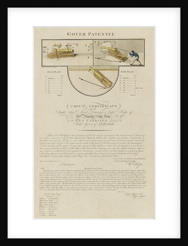 Gover Patentee... gun carriage invented by John Gover of Rotherhithe by P. Roberts
