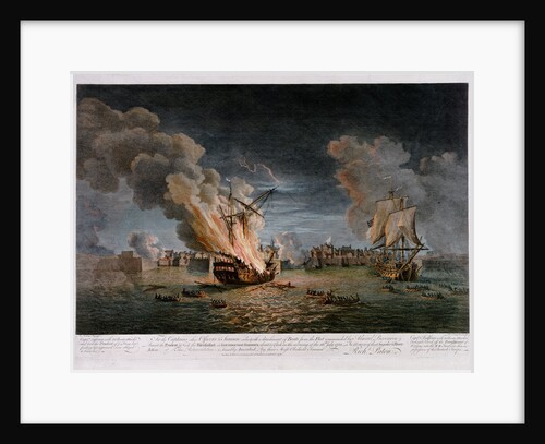 To the Captains other officers & seamen who with a detachment of Boats from the Fleet... Burnt the Prudent and took the Bienfaisant in Louisburgh Harbour... 26th July, 1758 by Richard Paton