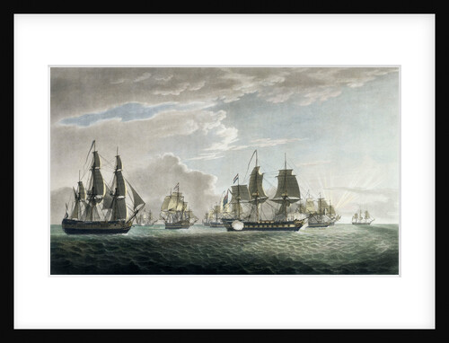 The East India Company's ship 'General Goddard' with His Majesty's ship 'Sceptre' and 'Swallow' packet capturing seven Dutch East Indiamen off St Helena, on the 14 June 1795 by Thomas Luny