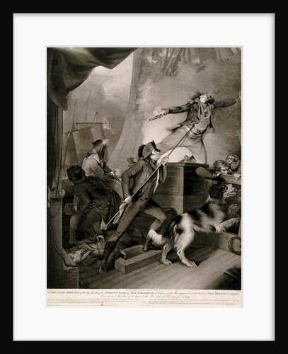 Captain Lewis Mortlock defending HMS 'Wolverene' against wo French luggers by John James Masquerier