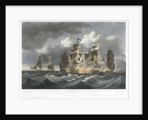 To Captain Z Mudge... of the... Blanche.. the gallant defence made by that Ship in the Sombero Passage on July 19th 1805 against a French Squadron... by F Sartorius (artist)