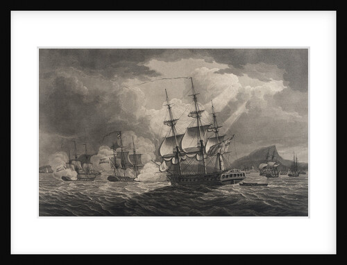 Captain Pellew of the 'Phaeton' attacking two Dutch frigates by Nicholas Pocock