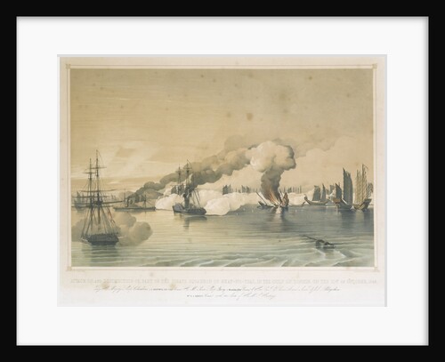 Attack on the pirate squadron of Shap-ng-tsai, by 'Columbine', 'Fury' and 'Phlegethon', Gulf of Tonkin, 21 October 1849 by Edward Hodges Cree