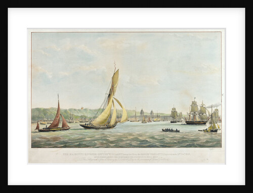 HM revenue cutter 'Vigilant'  towing her prize the barge 'Charlotte', 13 December 1849 by John Christian Schetky