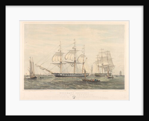 Merchant shipping, Arrival and Departure, showing the Blenheim and the Marlborough by Oswald Walters Brierly