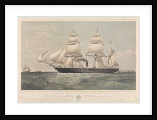 Sardinian screw steamship 'Genova' (It, 1859) belonging to the Transatlantic Steam Navigation Company of Genoa by Thomas Goldsworth Dutton