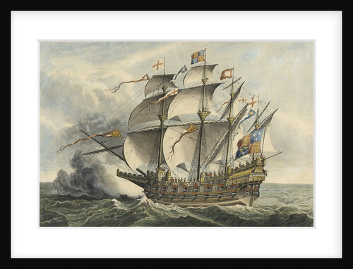 The Great Harry The first ship of War that carried Guns, built at Woolwich in the Reign of Henry VIII, 1514, and accidentally burned 1553... by Hans Holbein