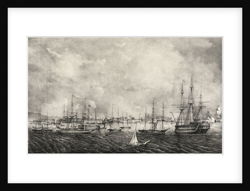 View of the town and harbour of Port Royal in Jamaica (showing the 'Cumberland',  'Highflyer',  etc) by Adolphe Duperley