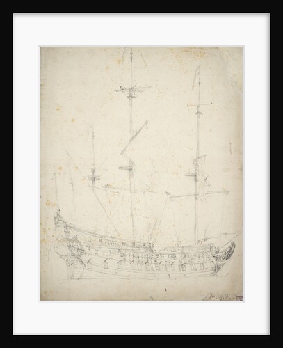 Portrait of a Dutch two-decker by Willem Van de Velde the Younger