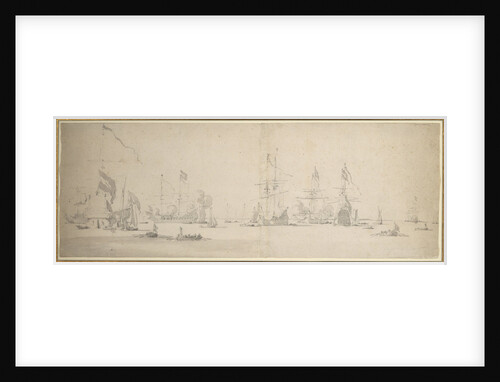 The Dutch fleet at anchor off the coast by Willem van de Velde the Elder
