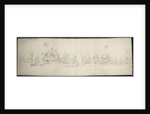 The council-of-war after De Ruyter's arrival in the Dutch fleet, 18 August 1665 by Willem van de Velde the Elder