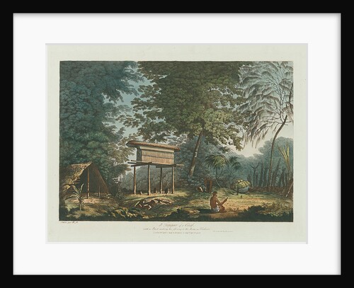 A Toopapaoo of a Chief, with a Priest making his offering to the Morai, in Huoheine by John Webber