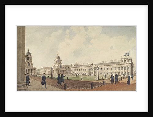 Greenwich Hospital viewed from the north and showing pensioners, 1830 by W. Porden Kay