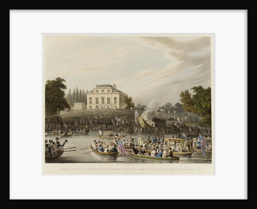 Arrival at Brandenburgh House of the Watermen &c. with an Address to the Queen on the 3d October 1820 by M. Dubourg