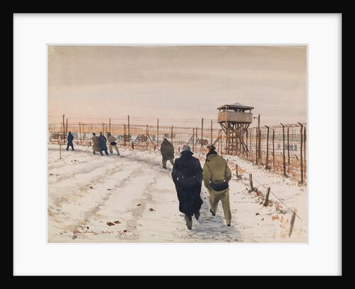 Marlag 'O' Feb '44 S.W. Corner of Naval Officers Prison Camp, Westertincke, Germany, in winter by John Worsley