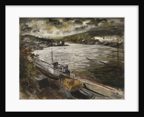 Ministry of War transport vessels in dry dock at Fowey, Cornwall by John Piper