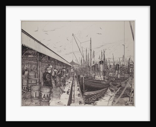 The 'Formidable' and other vessels unloading fish at Lowestoft by Edward J. Frost