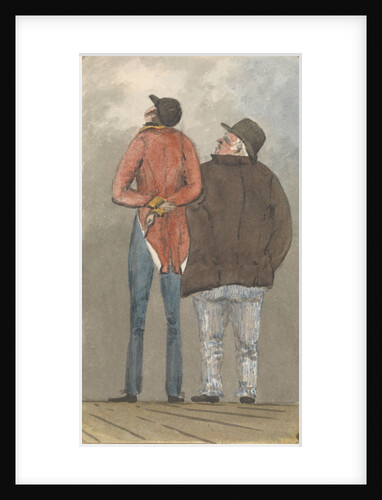 Two figures, one tall and thin, the other shorter and plump, seen from behind by Robert Streatfeild