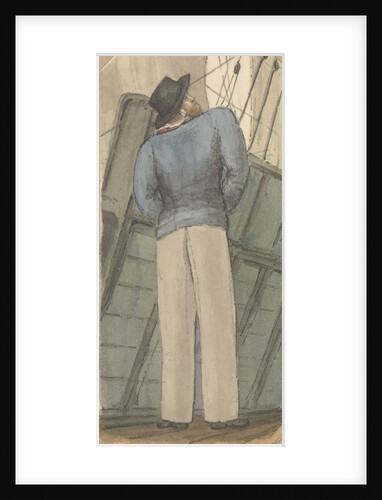 Sailor on deck looking up to the rigging by Robert Streatfeild