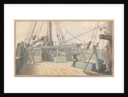 Deck scene, with man at the wheel, and another two taking sextant readings by Robert Streatfeild