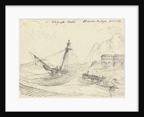 Corvette HMS 'Orestes' at anchor in a storm at Malaga by William Hay Wardrop