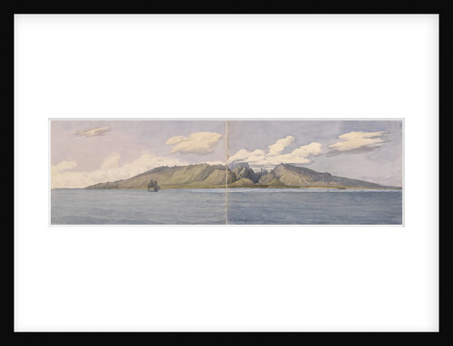 Tahiti [Society Islands]. The Ravine of Fautaua - Crown or Diademe Mountain in the centre of the Island, and the town of Papeiti, Augt 24th 1849 by Edward Gennys Fanshawe