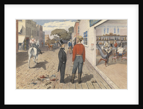 Mr Rust, editor the "Pacific Star", and his brother, Dr Rust, outside a saloon in Sacramento City [California], September 1851 by Edward Gennys Fanshawe