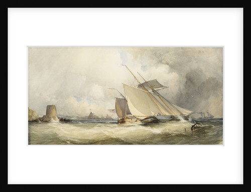 A schooner and a Dutch vessel close hauled in a fresh breeze in St Helier's Bay, Jersey, 1846 by Alfred Herbert