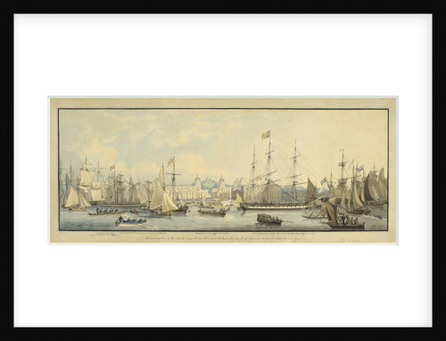 The embarkation of His Majesty George the Fourth, on board the Royal George Yacht. Off Greenwich to visit his Scottish Dominions 10 Augt. 1822 by John Thomas Serres