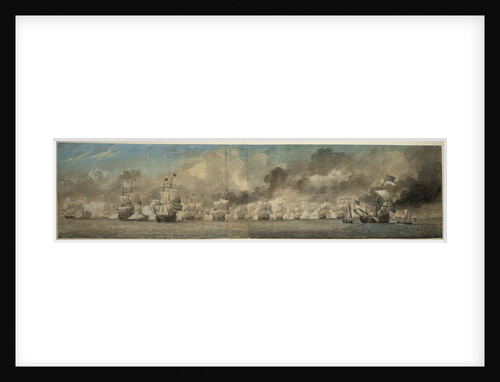 An Action of the Second Dutch War, showing the Hollandia disabled on the first day of the Four Days Battle, 1666 by Charles Gore after Willem Van de Velde the Younger