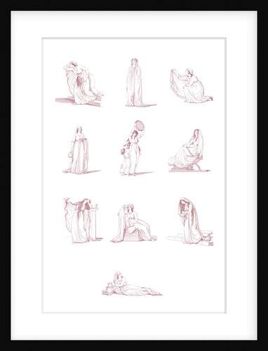 A compilation of Emma Hamilton's Attitudes in red by National Maritime Museum Photo Studio after Frederick Rehberg