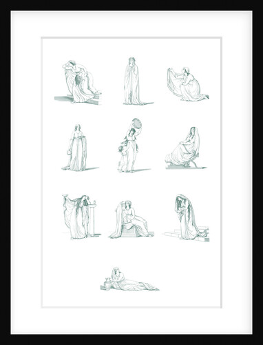 A compilation of Emma Hamilton's Attitudes in green by National Maritime Museum Photo Studio after Frederick Rehberg