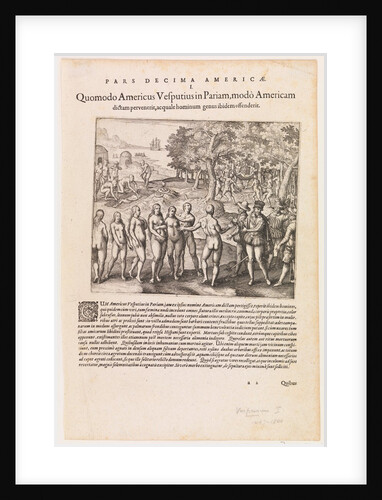 Americus Vespucci's first voyage, 1497-1499, Landing at Paria Venezuela. by Unknown