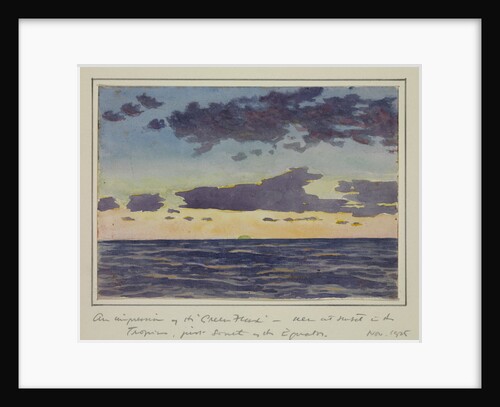An impression of the ' Green Flash' seen at sunset in the tropics, just south of the equator, Nov 1925 by Sir Alister Hardy