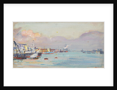 A harbour scene by John Everett