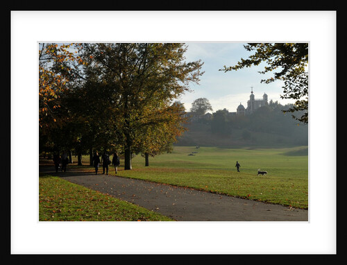 Autumnal image of the Royal Observatory Greenwich including, Flamsteed House, Peter Harrison Planetarium & Altazimuth building in the park by National Maritime Museum