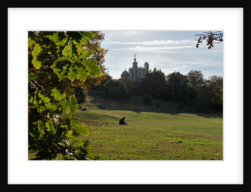 Autumnal image of the Royal Observatory Greenwich including, Flamsteed House, Peter Harrison Planetarium & Altazimuth building and the park by National Maritime Museum
