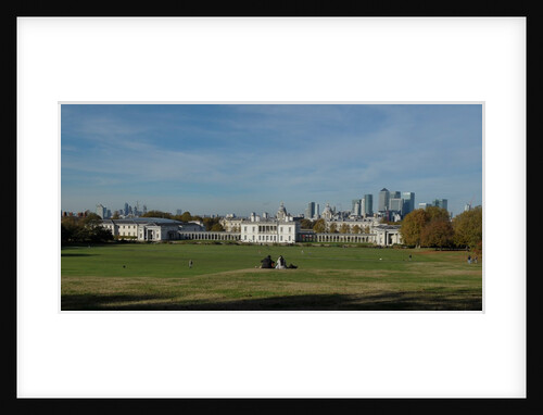 Autumnal image of the Queens House in Greenwich including a view from General Wolfe statue & the park by National Maritime Museum