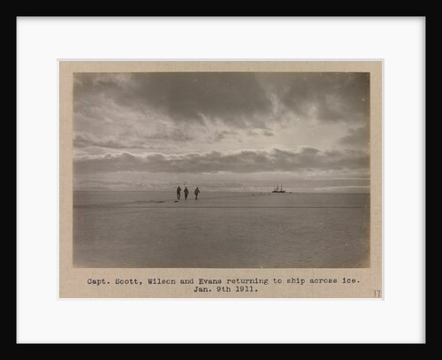 Captain Scott, Dr. Wilson and Commander Evans walking across the ice floe to Terra Nova (1884) by Herbert George Ponting